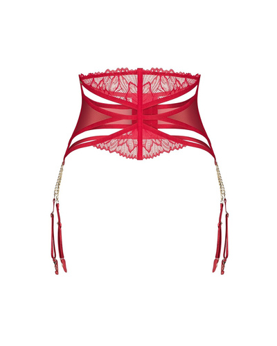 Pas do pończoch Matildea Garter Belt Obsessive – czerwony, z fiszbinami i koronką