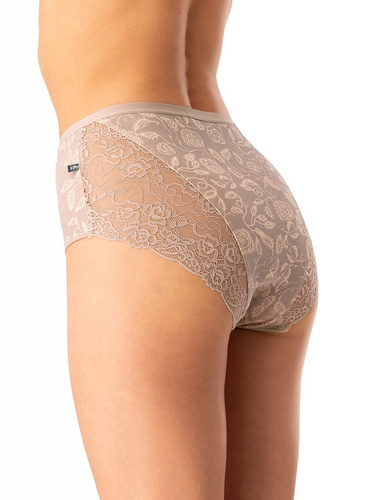 Figi damskie bawełniane Key LPF 590 beżowe– 2 sztuki w pudełku, koronka z tyłu