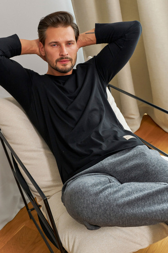 7140 Piżama Męska Doctor Nap - twill (czarny)