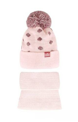 48-364 Komplet czapka+golf AJS jasny różowy