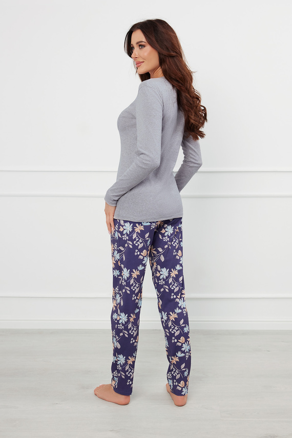 Pulia Piżama Damska długi rękaw, długie spodnie Italian Fashion - melanż/druk