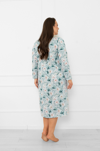 Koszula nocna damska Sekwoja – bawełna, długi rękaw, kwiatowy wzór Italian Fashion