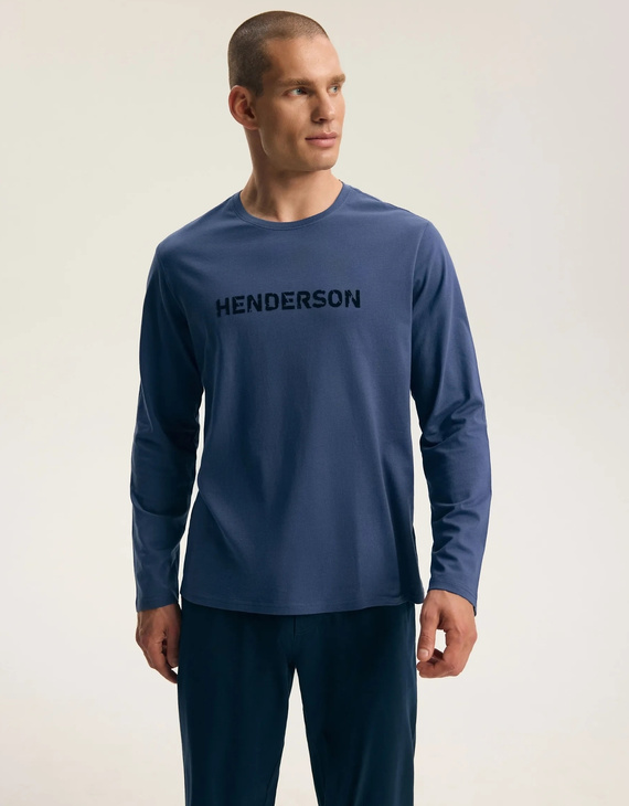 Henderson Flock 45491 Piżama Męska Steel Blue Długa 100% Bawełna