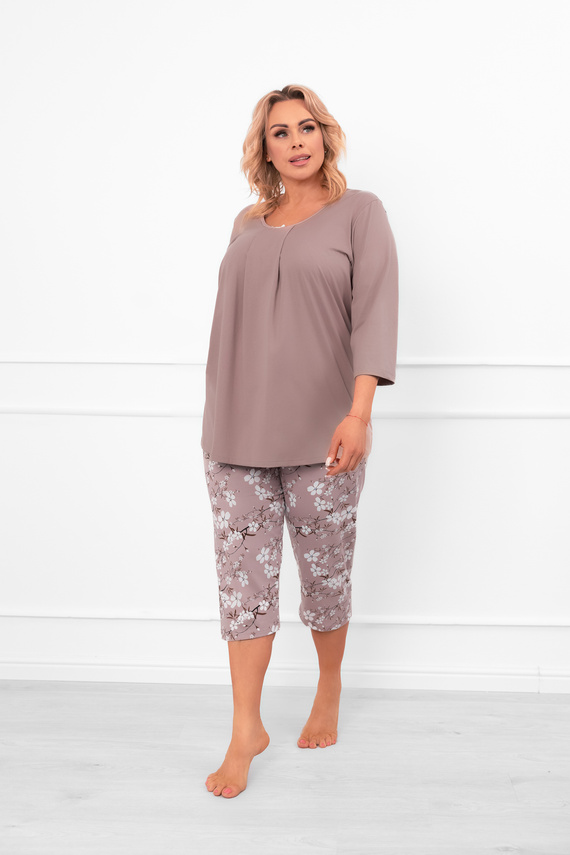 Piżama damska Oszima – 3/4 rękaw i spodnie, bawełna Italian Fashion  