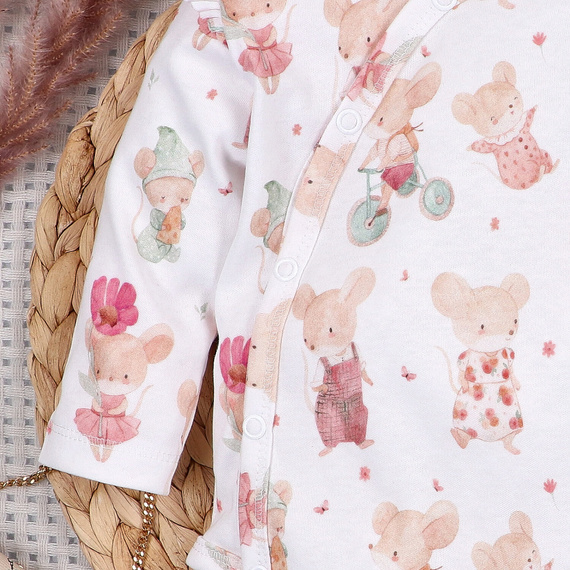 ABN-5681 Bawełniane body kopertowe Małe Myszki Nini organic 100% PL produkcja