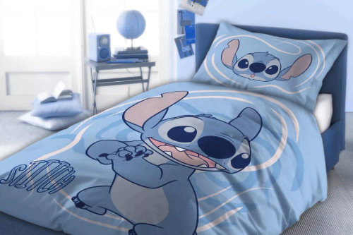 Pościel Lilo i Stitch Faro 100% bawełna miękka pościel dziecięca niebieska 