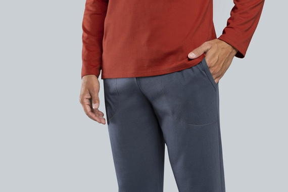 Lion Piżama męska długi rękaw, spodnie Italian Fashion - rudy/grafit