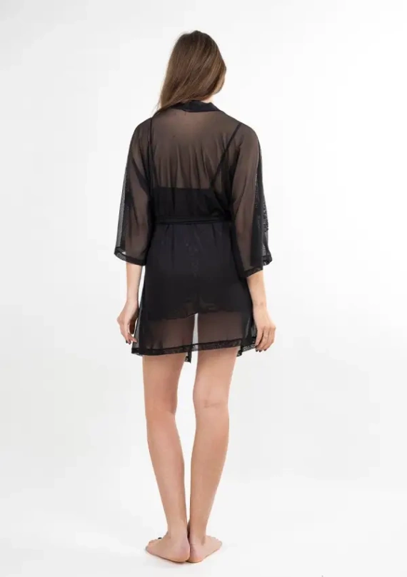 Zora Podomka tiulowa czarna Dkaren | elegancki szlafrok damski z tiulu