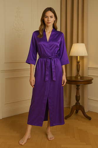 Podomka 130 Satynowy Szlafrok Damski DKaren - fioletowy
