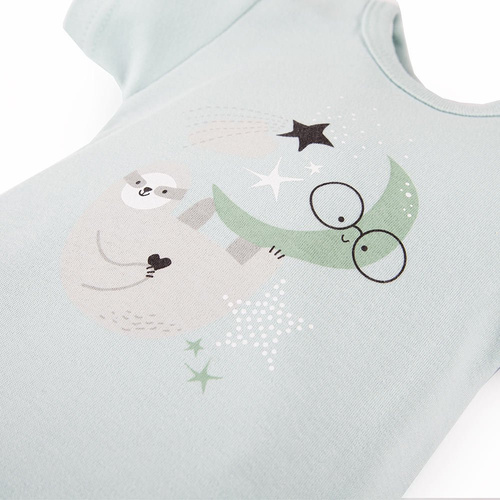 Mellow Body z krókim rękawem z nadrukiem Ewa Klucze- mięta