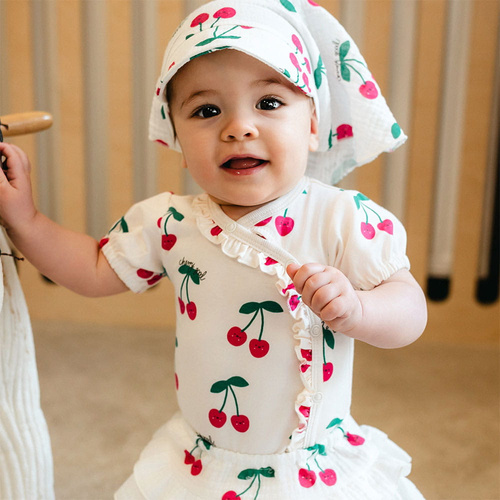 Body niemowlęce Eevi Cherry krótki rękaw bawełna elastyczne