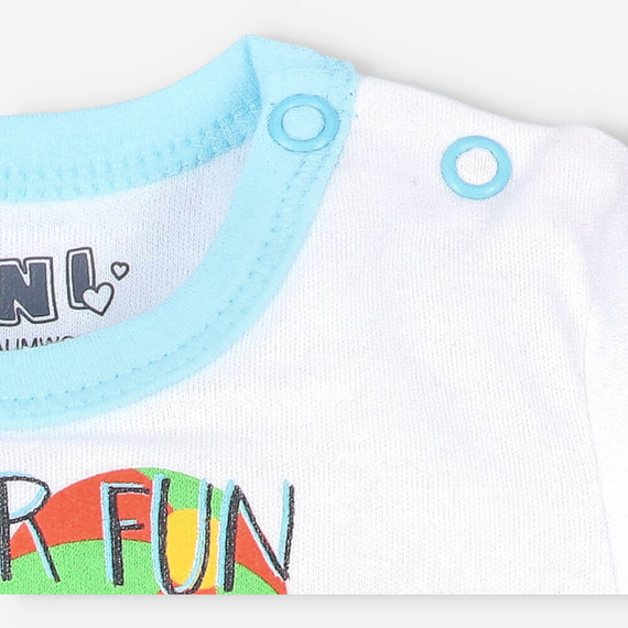 ABN-2937/BIA Summer Robots T-shirt niemowlęcy z bawełny organicznej Nini biały