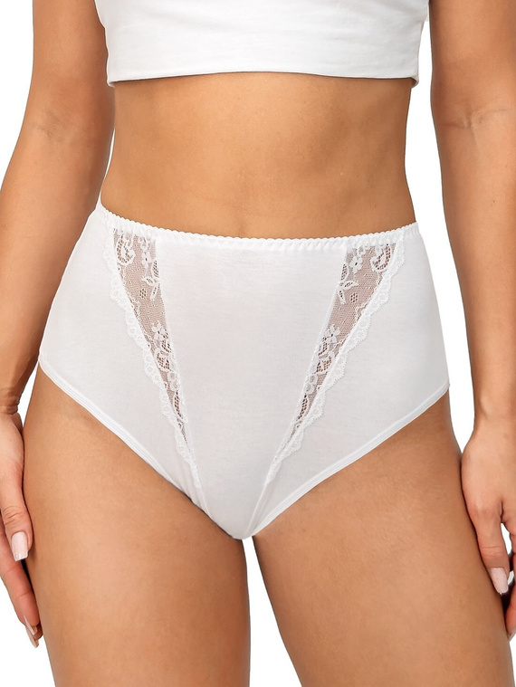 Figi 238 Donna  białe– bawełniane figi damskie z koronkowymi wstawkami