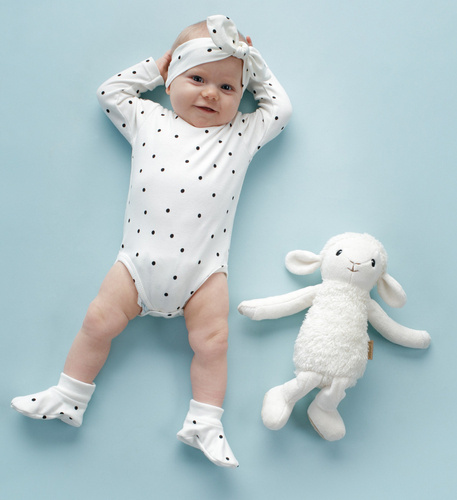 Tres Bien Body z długim rękawem w groszki Pinokio - ecru groszki