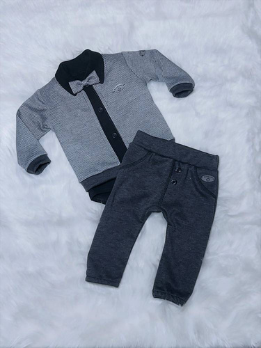 Miłosz chłopięcy komplet katana + spodnie Bambarillo szary