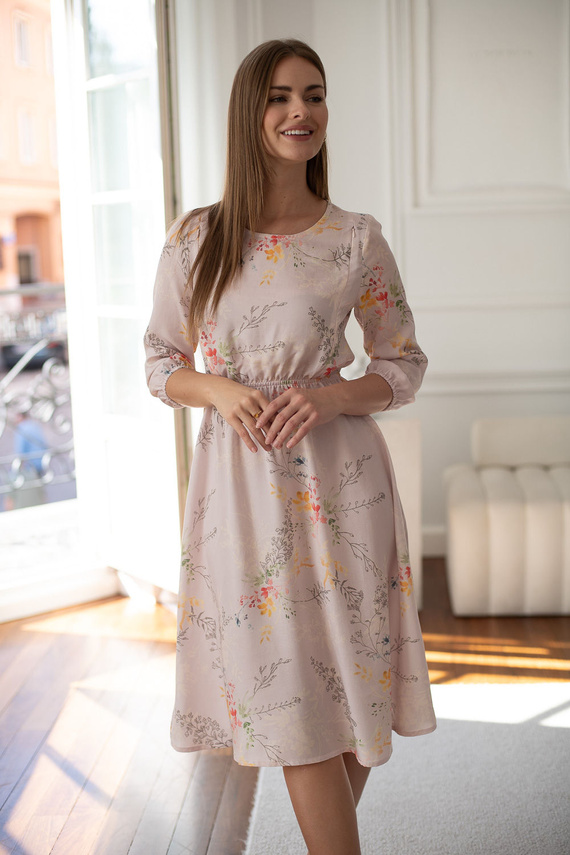 Sukienka ciążowa Milk&Love do karmienia Lovely Dress Midi rękaw 3/4 kolorowe gałązki