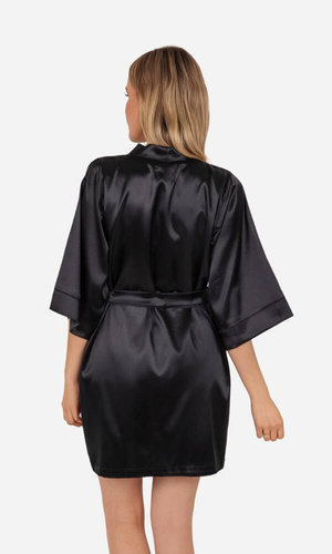 Vesna Szlafrok damski satynowy ByShelly - czarny