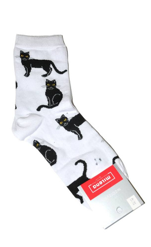 0200-024 Koty Skarpety damskie Milena- biały