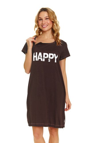 9504 Doctor Nap - Koszula nocna ciążowa i do karmienia z bawełny – komfort i wygoda dla przyszłej mamy - brown