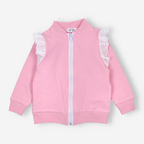 BOB-0005 Dziewczęca bluza dresowa bomberka By o Baby różowy