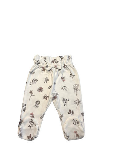 Półśpiochy niemowlęce z wysokim stanem Mamatti PG15215 – białe w listki, bawełniane