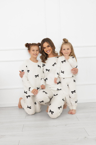 Piżama dziewczęca Fiocca– ecru, bawełna, długi rękaw i spodnie Italian Fashion 