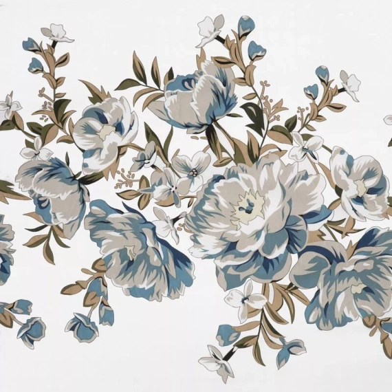 Spring 40 Kwiaty pościel satynowa Eurofirany biały/turkusowy