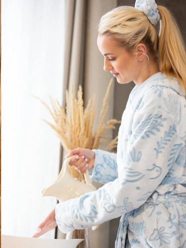 LGL 535 Długi Szlafrok Damski Key-błękitny