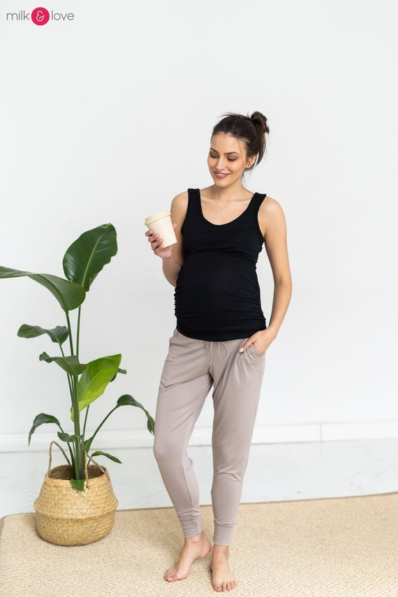 Spodnie ciążowe joggersy Milk&Love beżowy