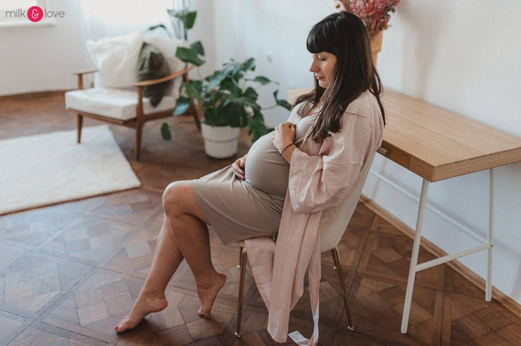 Moon bambusowa koszula nocna ciążowa i do karmienia Milk&Love eukaliptus