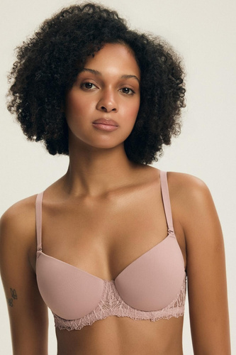 Biustonosz push-up 43907 Collette Henderson dusty rose z koronką