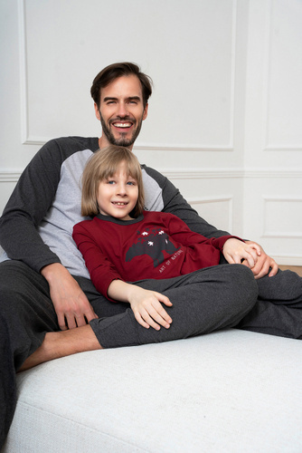 Morten Piżama chłopięca Italian Fashion bordowy/c.melanż