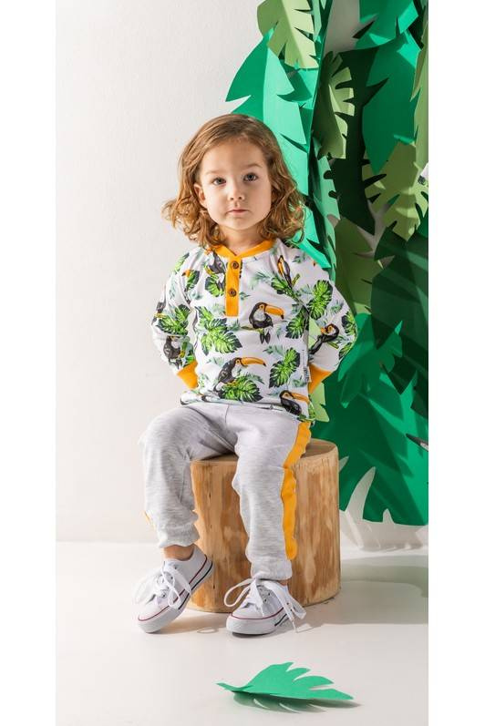 186274 Tukan Spodnie dresowe Nicol - szary/pomarańczowy