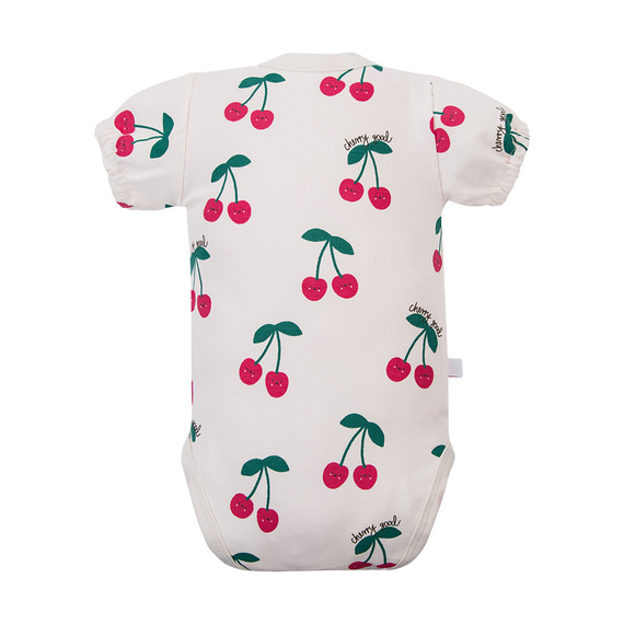 Body niemowlęce Cherry Eevi ecru wisienki bawełna krótki rękaw-ecru