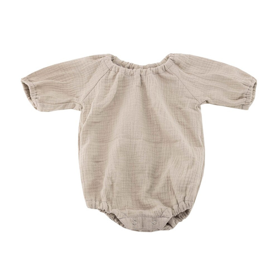 Beżowe Body niemowlęce muślinowe długi rękaw Makaszka – 100% bawełna