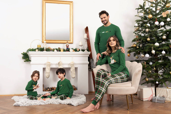 Zonda Piżama Damska długi rękaw i długie spodnie Italian Fashion - zielony/druk