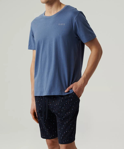 NMP-385  Piżama męska krótki rękaw, Atlantic- granatowy