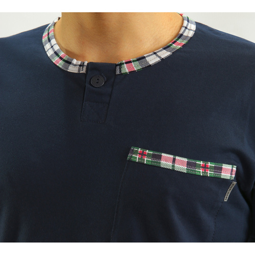 Jasiek Piżama Męska długi rękaw długie spodnie Sesto Senso - granatowy