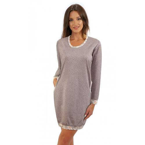 Awa Long Koszula nocna Sesto Senso beżowy kropki
