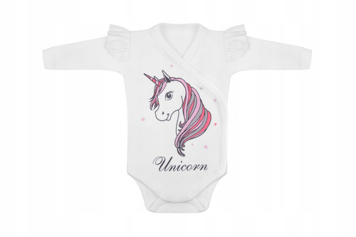 Body rozpinane z długim rękawem "Unicorn" Terjan - biały