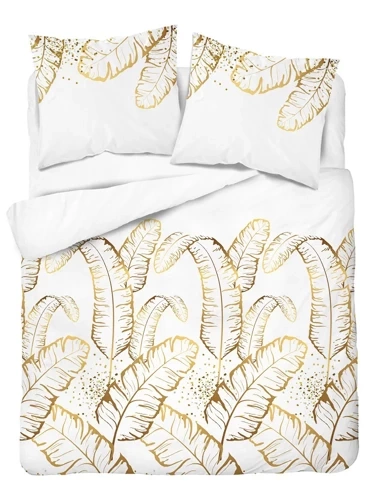 4681 B Home Satin Pościel satynowa liście Detexpol biały