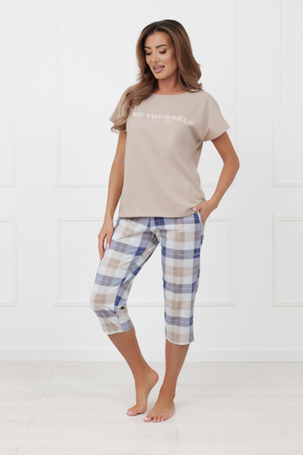 Piżama damska Rima Italian Fashion bawełna 100% krótki rękaw 3/4-beżowa