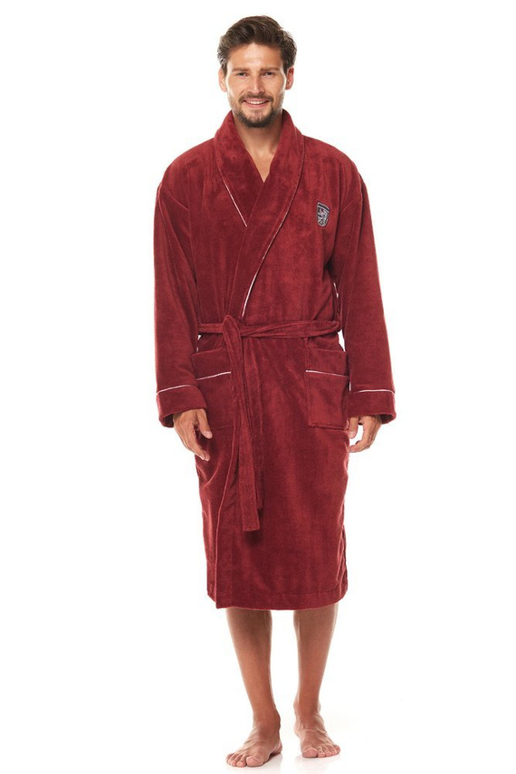 Borys Szlafrok męski wiązany w pasie L&L - grafit 