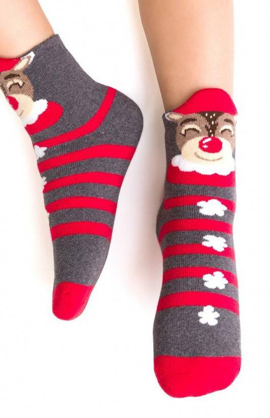 Art.096 Skarpety Świąteczne dziecięce Steven 038 szary melanż