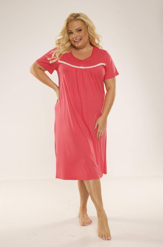 447 Juliette Koszulka nocna Plus Size Forex - malina kropki