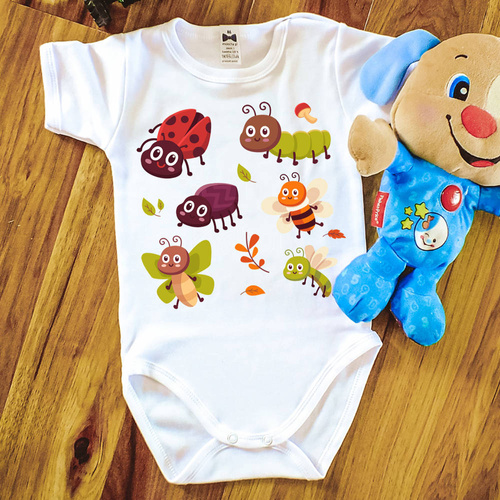 "SŁODKIE OWADY" Body krótki rękaw Moocha biały