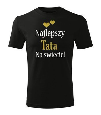 "Najlepszy tata na świecie" koszulka męska Moocha czarny (złoty napis)