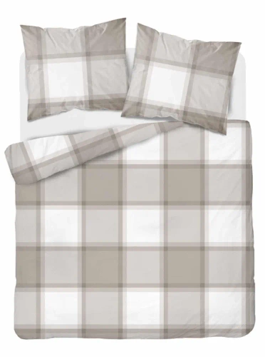 4573 B Pościel bawełniana krata Detexpol jasny brąz