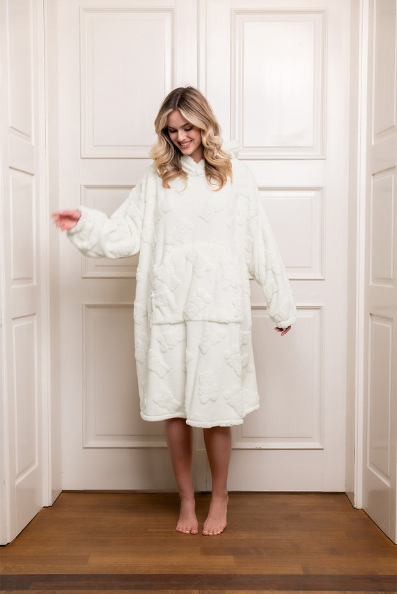 Miśka Kocobluza damska Italian Fashion  – ciepła, oversize, z kapturem, motyw misiów