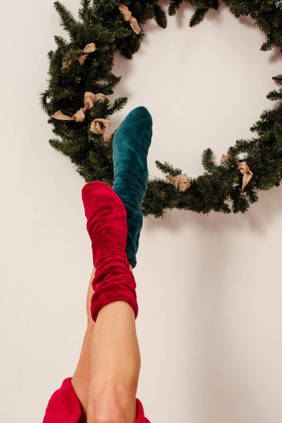 553/554 Wellsoft Gładkie skarpetki do spania De Lafense - bordo